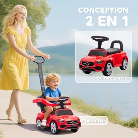 Andador Mercedes-Benz com licença oficial, carro de empurrar com pega amovível, 91 x 40 x 83 cm, vermelho