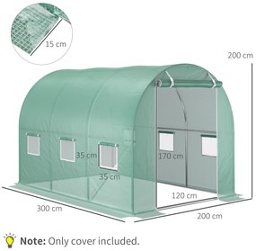 Outsunny Cobertura de Estufa com 6 Janelas e Porta para Jardim Anti-UV