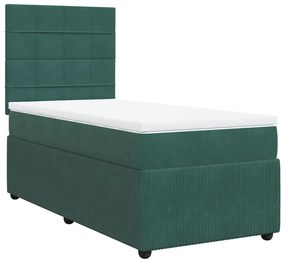 Cama com molas/colchão 80x200 cm veludo verde-escuro