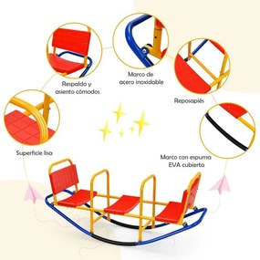 Baloiço metálico para crianças dos 3 aos 8 anos com 3 lugares para utilização no interior e no exterior 136 x 39 x 60 cm Multicolorido
