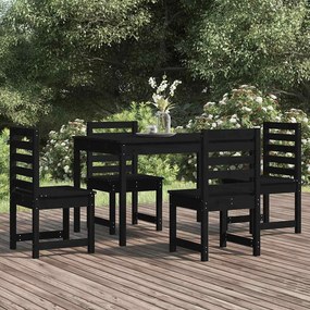 vidaXL 5 pcs conj. jantar p/ jardim madeira de pinho maciça preto