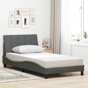 vidaXL Estrutura de cama sem colchão 100x200 cm tecido cinzento-escuro