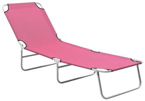 310330 vidaXL Espreguiçadeira dobrável aço e tecido rosa