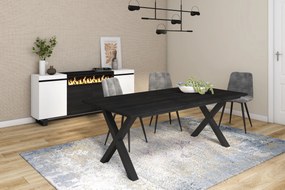 Mesa de sala de jantar | 10 pessoas | 200 | Robusto e estável graças à sua estrutura e pernas sólidas | Ideal para reuniões familiares | Preto | Estil