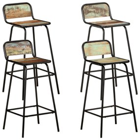 vidaXL Cadeiras de bar 4 pcs madeira recuperada maciça