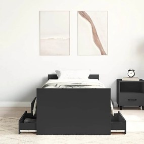 Estrutura de cama c/ painéis cabeceira e pés 90x190 cm preto