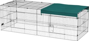 Recinto modular em aço com lona para coelhos, roedores e pequenos animais, para interior e exterior, 220 x 85 x 70 cm, verde