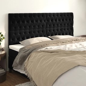 Cabeceira de cama 4 pcs veludo 100x7x78/88 cm preto