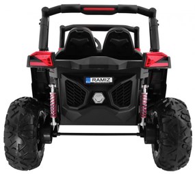 Buggy elétrico para Crianças 24V 4x4 2 Lugares SuperStar Rodas de EVA, Assento de couro Vermelho