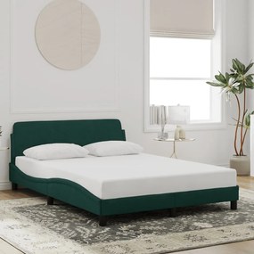Estrutura de cama sem colchão 140x200 cm veludo verde-escuro