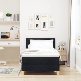 Cama Box com Colchão Preta 80x200 cm em Tecido