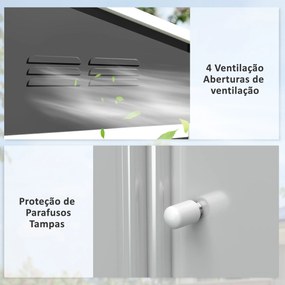 Abrigo de Jardim Exterior 3,6 m² 236x171x191 cm com Portas Deslizantes e Aberturas de Ventilação Cinzento Escuro