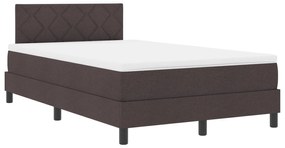 Cama Box Spring com Colchão e LED Castanha Escura 120x190 cm Tecido