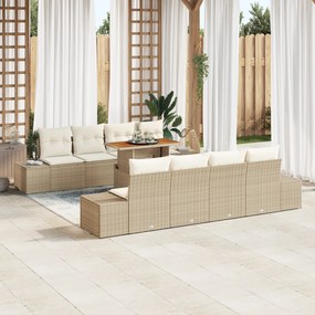 vidaXL Conjunto de Sofá para Jardim de 7 Peças com Almofadas Bege Vime PE