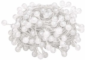 Cordão de luzes em globo 20 m 200 LED 8 funções branco frio