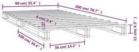 Cama de paletes pinho maciço 90x200 cm