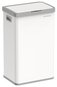 Caixote c/ sensor 68L, automático, fecho suave, função tampa aberta, aço, inclui 15 sacos, branco