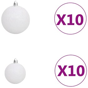 Árvore Natal artificial pré-iluminada c/ bolas 210 cm branco