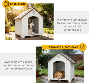 Casota para Cães de Exterior em Plástico com 2 Janelas, Base Elevada, Estacas Castanho Escuro