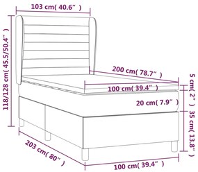 Cama com molas/colchão 100x200 cm veludo cinza-claro