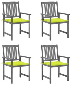 vidaXL Cadeiras de jardim com almofadões 4 pcs acácia maciça cinza