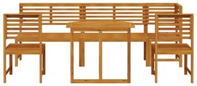 Conjunto de Jantar de Jardim vidaXL com 6 Peças em Madeira Sólida de A