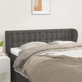Cabeceira de cama c/ abas couro artificial 147x23x78/88cm cinza