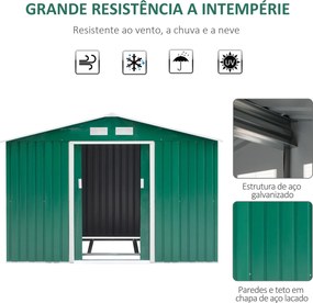 Abrigo de Jardim Exterior 4,83m² 277x195x192cm Abrigo de Jardim Metáli