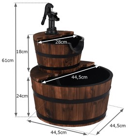 Fonte Rústica com 2 níveis para decoração de jardim e pátio 44,5 x 44,5 x 61 cm