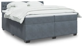 Cama com molas/colchão 200x200 cm veludo cinzento-escuro