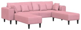 vidaXL Sofá de Veludo com almofada 3 pcs Rosa 208 cm Veludo