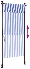 Estore de rolo para exterior 120x270cm tecido/aço azul e branco
