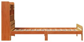 Cama com estante sem colchão 75x190cm pinho maciço castanho-mel