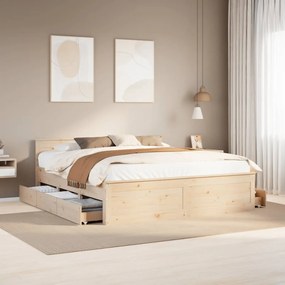 Cama sem colchão com cabeceira 180x200 cm pinho maciço branco