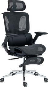HOMCOM Cadeira de Escritório com Encosto Reclinável e Alto Suporte Lombar Transpirável Apoios de Braço 4D e Encosto de Cabeça Ajustável 67x74x113-132 cm Preto | Aosom Portugal