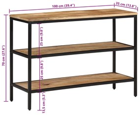 Mesa consola 100x35x70 cm madeira de mangueira áspera maciça