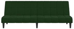 Sofá-cama de 2 lugares veludo verde-escuro
