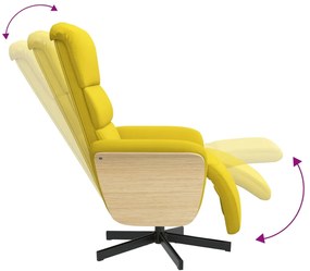 Cadeira reclinável com apoio de pés tecido amarelo-claro