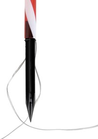 Conjunto de 5 luzes de estaca de Natal vermelhas com bengala doce branca incluindo LED com temporizador IP44 - Melchior