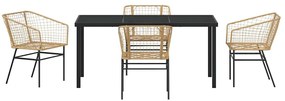 Conjunto de Jantar de Jardim 5 Peças com Rattan Sintético Marrom