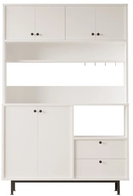 Armário Alto de Cozinha "Toledo" - Branco - 120x180x35.5cm - Design Mo