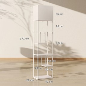 Candeeiro de Pé com Prateleiras Brilho e Temperaturas de Cor Ajustáveis 3000K-6500K e Temporizador 40x29x171 cm Branco