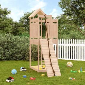 3156874 vidaXL Casa de brincar com parede de escalar madeira de pinho maciça