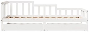 Sofá-cama c/ gavetas 90x190 cm madeira de pinho maciça branco