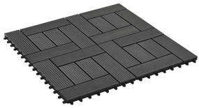 Ladrilhos de pavimento 11 pcs WPC 1m² 30x30 cm preto
