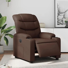 vidaXL Poltrona reclinável elétrica couro artificial castanho