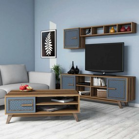 Conjunto de Mobiliário de Sala Ayla – Nogueira Azul – TV: 160x56,2x35