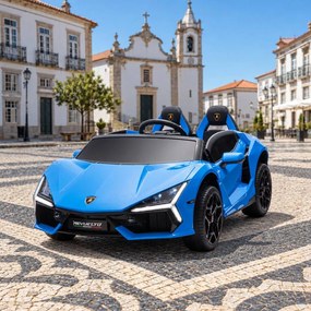 Carro elétrico para Crianças 2 Lugares Lamborghini Revuelto XL STRONG 24V, Rodas AR bombeado, Assento Couro ecológico Azul