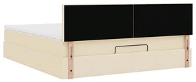 Estrutura de cama otomana com creme de colchão 180x200cm tecido