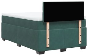 Cama boxspring com colchão 120x200 cm veludo verde-escuro